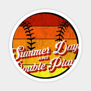 70s Style Retro Baseball Summer Days and Double Plays design graphic Magnet